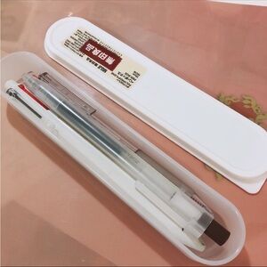 Japanese Muji Frosted Clear Slim Pen Makeup Brush Toothbrush Utensil Case Box